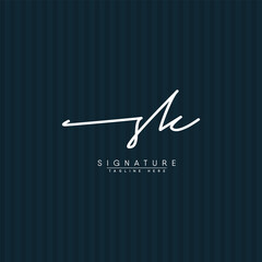 Wall Mural - SK Initial Logo in Signature Style for Photography and Fashion Business - Hand Drawn Signature Logo Vector