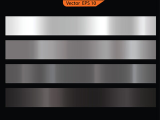 Wall Mural - Set of metal banners. Set of Silver foil texture background. Realistic silver, gradient mesh. High resolution	