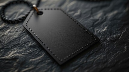 Poster - Black blank price tag on a dark background. tag or sticker for sale, marketing, and advertising concepts. top view.