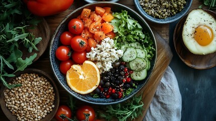 Poster - Person enjoying a wellnessfocused lunch with organic ingredients set on a minimalist table