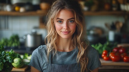 Poster - Person in a minimalist kitchen setup showcasing wellness and healthful eating with no distractions