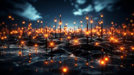 Canvas Print - A computer generated image of a field of glowing lights