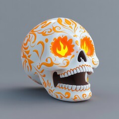 Canvas Print - Sugar Skull with Flames