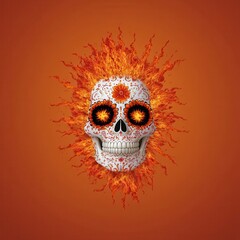 Canvas Print - Flaming Sugar Skull.