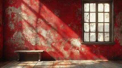 Canvas Print - Rustic room with red walls