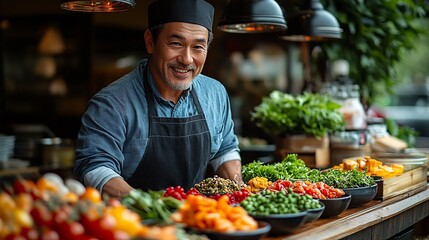 Poster - Person preparing a healthful Japaneseinspired meal with a focus on balance and organization