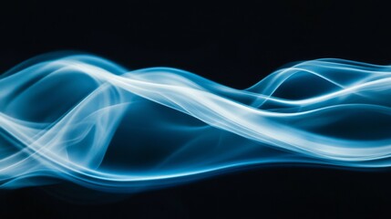 Wall Mural - abstract blue background, translucent, waves, water, fog, smoke, on black background, wallpaper, 3d,