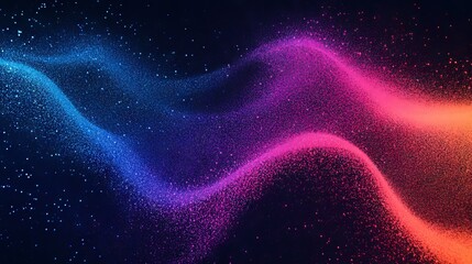 Wall Mural - abstract black background with pink wave with gradient and particles. 3д. background. wallpaper, pat
