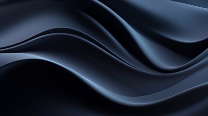 Wall Mural - Abstract  black background, waves, wallpaper, 3D, background, satin, 3d, silk, blue, texture, illustration