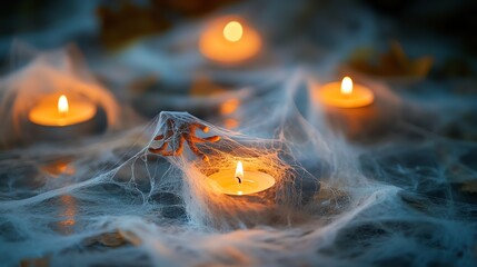 Wall Mural - burning candles in the dark