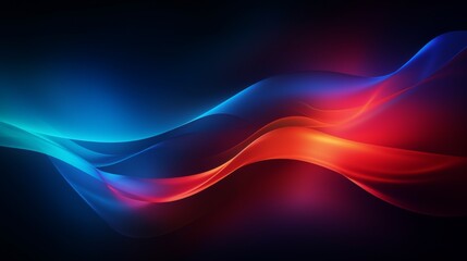 Wall Mural - Abstract bright 3d blurred background, wallpaper, template, with gradient, transparent smoke, fog as smooth waves, on dark background with glow, blue,red for design article, wall, storis, presentation