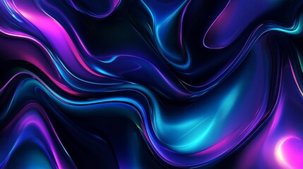 Wall Mural - Abstract bright 3d blurred background, wallpaper, template, with gradient, transparent smoke, fog as smooth waves, on dark background with glow, blue, for design article, wall, storis, presentation