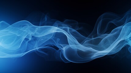 Wall Mural - Abstract bright 3d blurred background, wallpaper, template, with gradient, transparent smoke, fog as smooth waves, on dark background with glow, blue, for design article, wall, storis, presentation, s