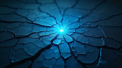 Poster - A glowing blue core emitting digital energy through cracks in the surface.