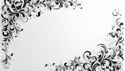 White paper background with black flourishes and copy space