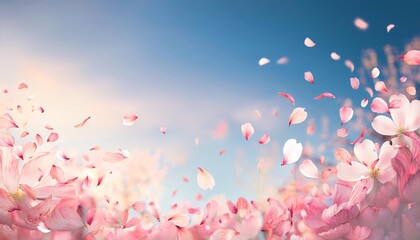 Little petals colorful blow floating in sky abstract romantic and dreamy concept with copy space