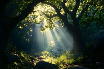 Wall Mural - Nature light landscape sunlight.