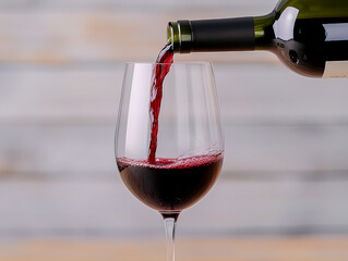 closeup of red wine pouring