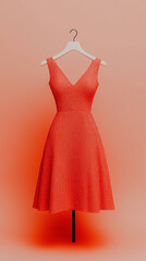 Elegant red dress displayed on a hanger a fashion statement for any occasion