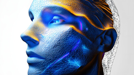 Canvas Print - Futuristic face, 3d render