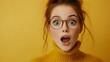 © Ranazain - Surprised young woman with glasses and open mouth, expression of shock and amazement