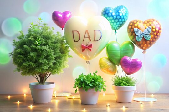 Neon sign for Father's Day on brick wall background