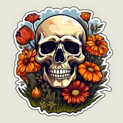 Poster - Skull with Flower