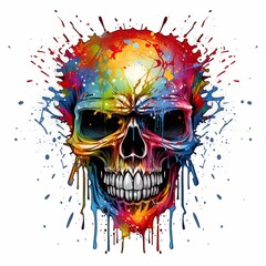 Poster - Colorful Skull with Splatter Paint