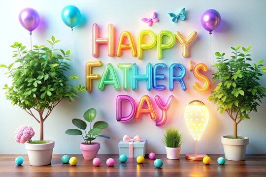 Faher's Day Neon Sign. Retro Neon Banner on Wall Background