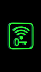 Poster - green lock wi fi icon on black