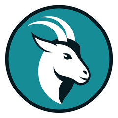 Sticker - Goat Mascot Logo in Circular Frame.