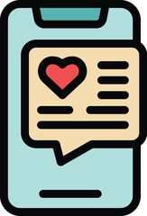 Poster - Smartphone is showing a heart symbol and text message on the screen, representing a dating app