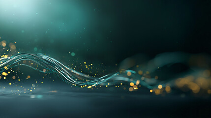 Poster - mesmerizing display of flowing lines and shimmering particles on dark background, creating sense of depth and movement. ethereal quality evokes feeling of tranquility and wonder