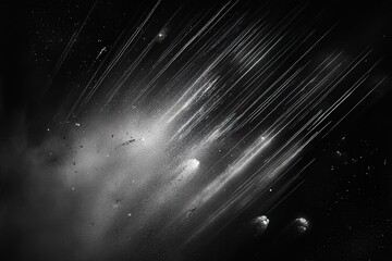 Wall Mural - a grainy black-and-white photograph of a starry night sky, with small splashes of light in the form 