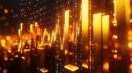 Poster - Abstract Golden Data Visualization Background