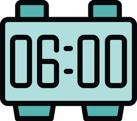 Poster - Electronic alarm clock showing six o'clock, time management concept