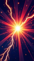 Aufkleber - A bright yellow light is surrounded by red and blue sparks