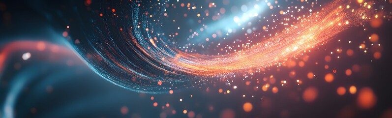 Leinwandbilder - A vibrant swirl of colorful particles and light trails, creating a dynamic and ethereal visual experience.