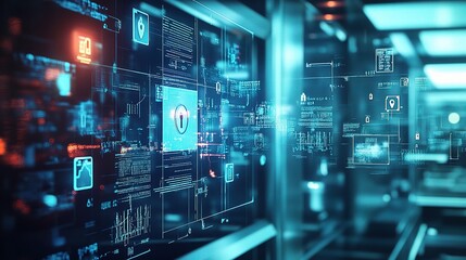 Poster - Digital Security Interface with Data Visualization
