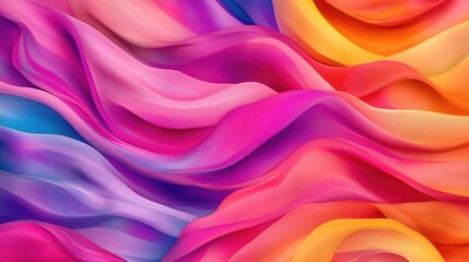 Wall Mural - Abstract waves of silk in vibrant colors, creating a seamless pattern of psychedelic pop art for a modern digital art design