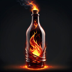 Flames Contained in a Glass Bottle