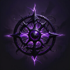 Dark Metal Compass with Purple Lightning