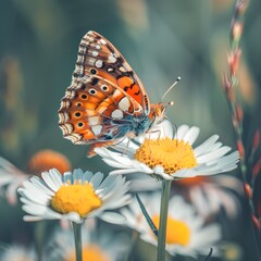 Poster - Colorful Butterfly on Bright Flower Petals