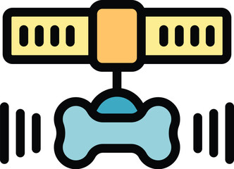 Poster - This vector icon of a smart dog collar sending a signal with a bone icon is perfect for any pet tech project