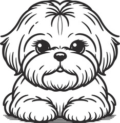 Wall Mural - Line Art Cute Shih Tzu Dog line drawing vector illustration