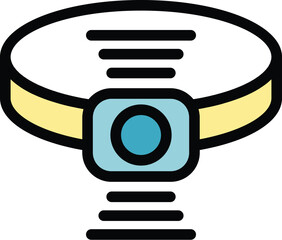 Poster - This vector icon represents a smart tracker collar, a device used for locating pets using gps signals, ensuring their safety and providing peace of mind to pet owners