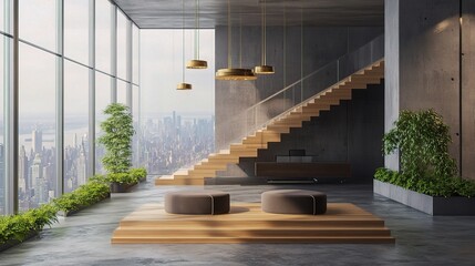 Sticker - Modern Interior with City Views and Stylish Decor