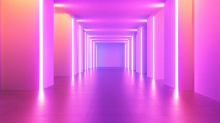 Wall Mural - Vibrant Neon Corridor with Soft Lighting