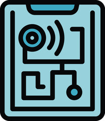 Poster - Simple icon of a mobile phone displaying a signal detection system, ideal for projects related to technology and communication