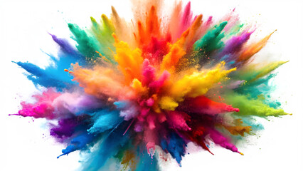 Mixed  powder color explosion isolated on a transparent background.